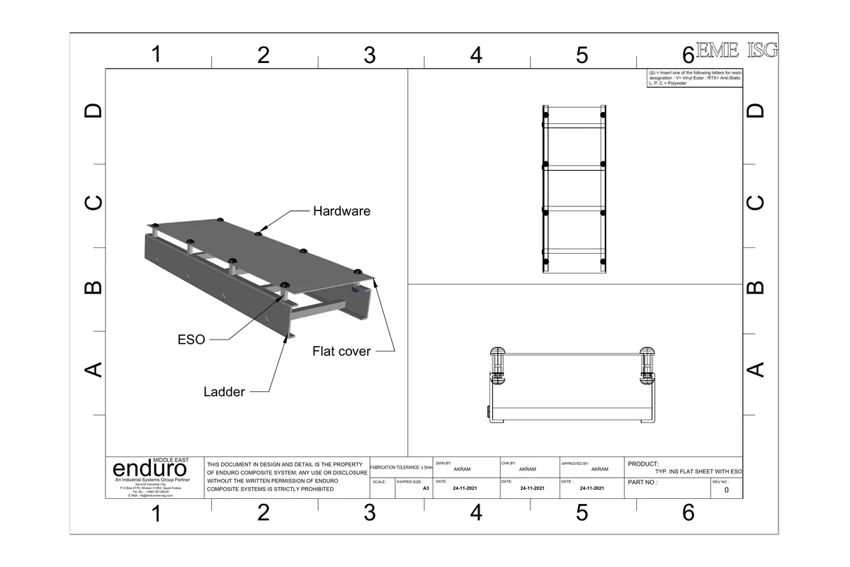 Ladder with Flat Cover Stand-Off Isometric View
